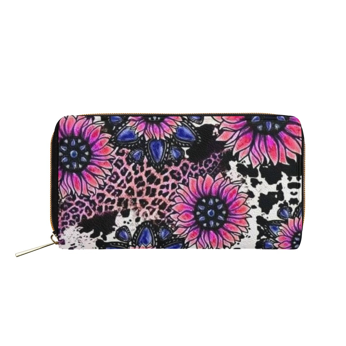 Cowprint Pink & Purple Sunflowers Wallet