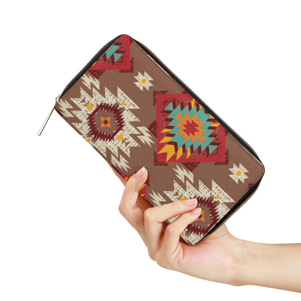 Brown red & Turquoise Aztec Wallet