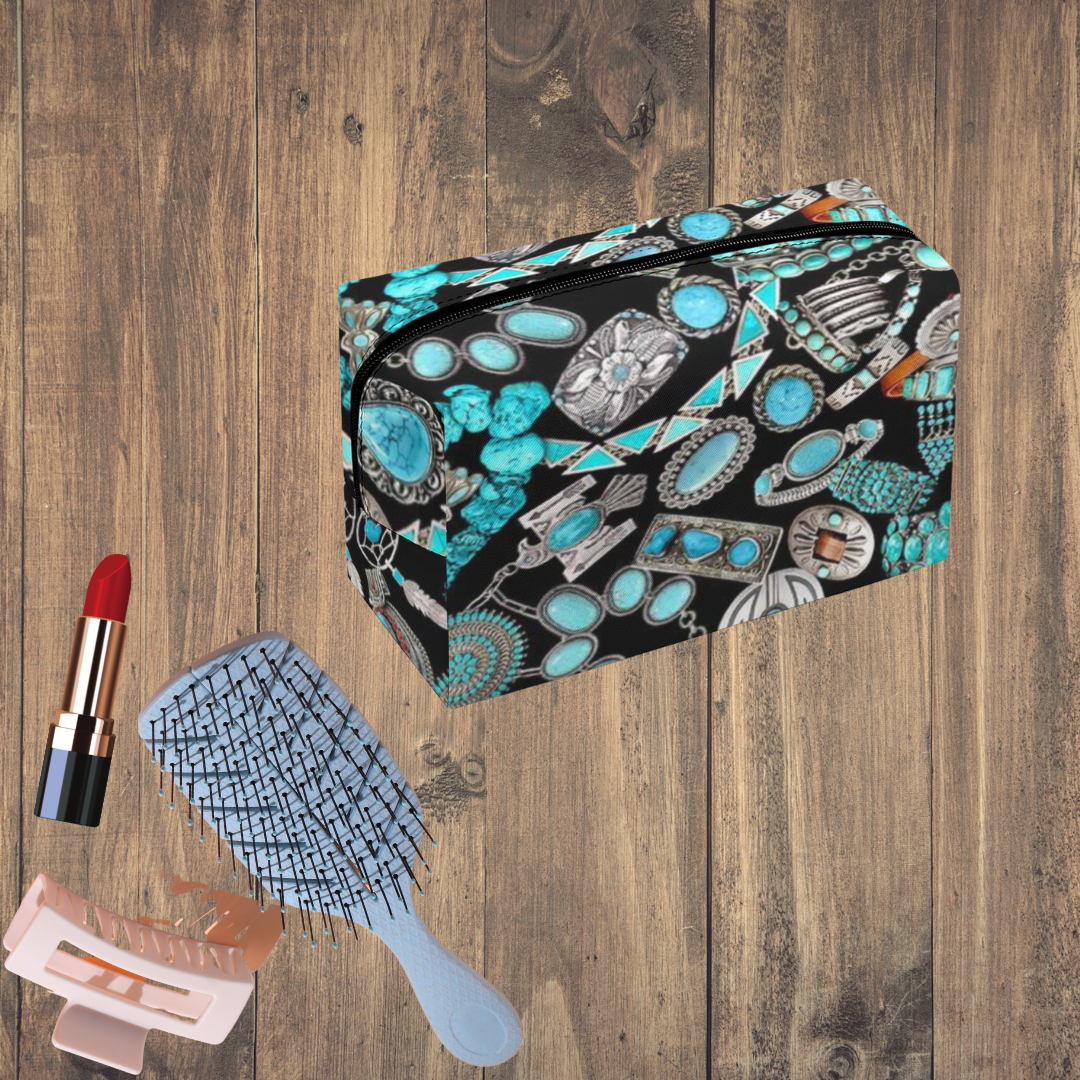Turquoise Lovers PU Cosmetic Bag