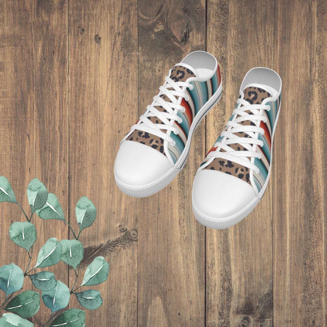 Serape & Leopard White Sole Canvas Shoes