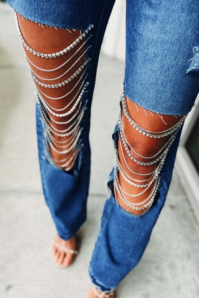 Dark Rhinestone Jeans