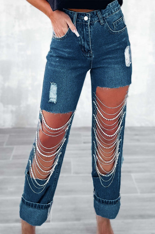 Dark Rhinestone Jeans