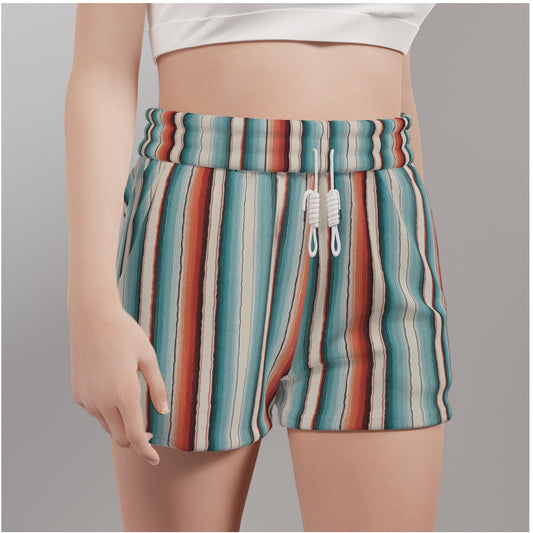Turquoise & red serape Women's Casual Shorts