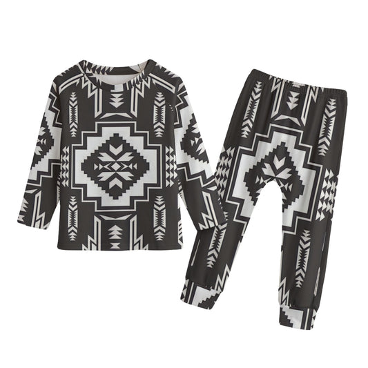 Black Aztec Kid's Knitted Fleece Set