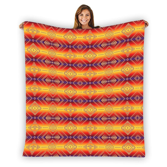 Yellow Red & Purple Aztec Single-Side Flannel Blanket