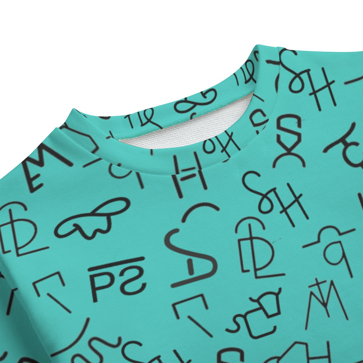 Turquoise Branded Kid's Round Neck Sweatshirt