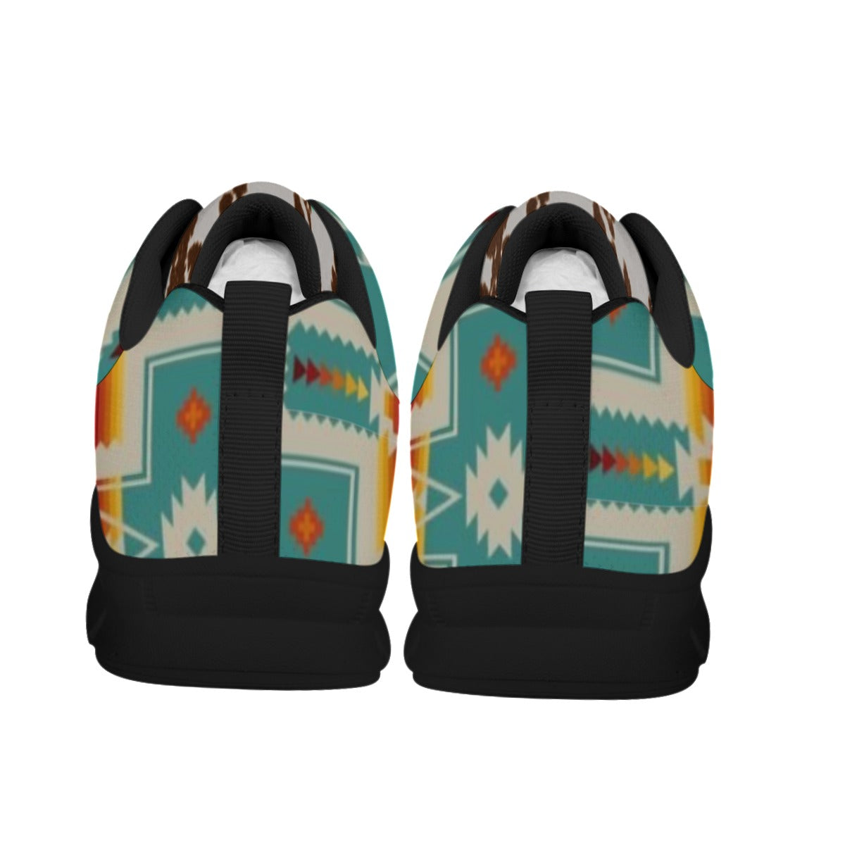 PRE-ORDER Turquoise Aztec & Cowhide Women's Shoes With Black Sole