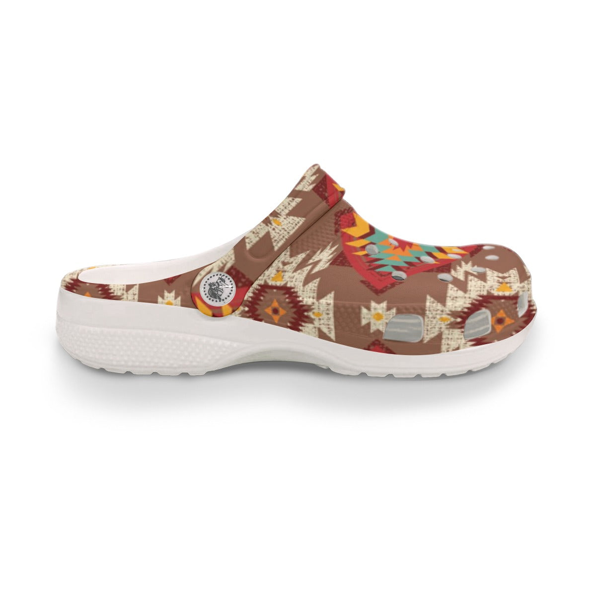 Brown red & Turquoise Aztec Women's Classic Clogs