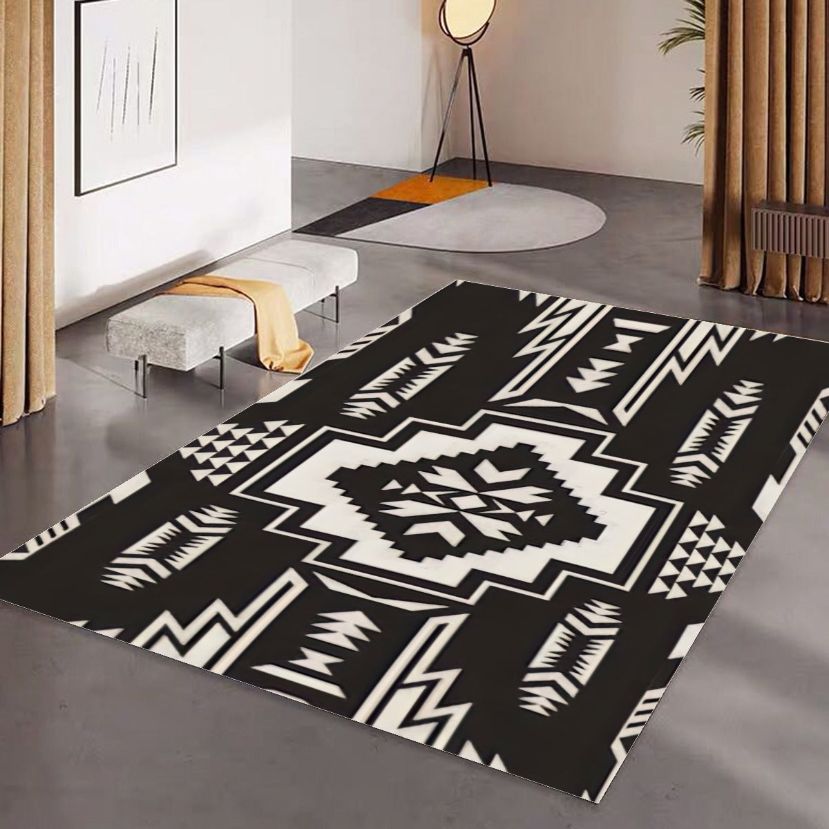 Black & White Aztec Foldable Rectangular Floor Mat