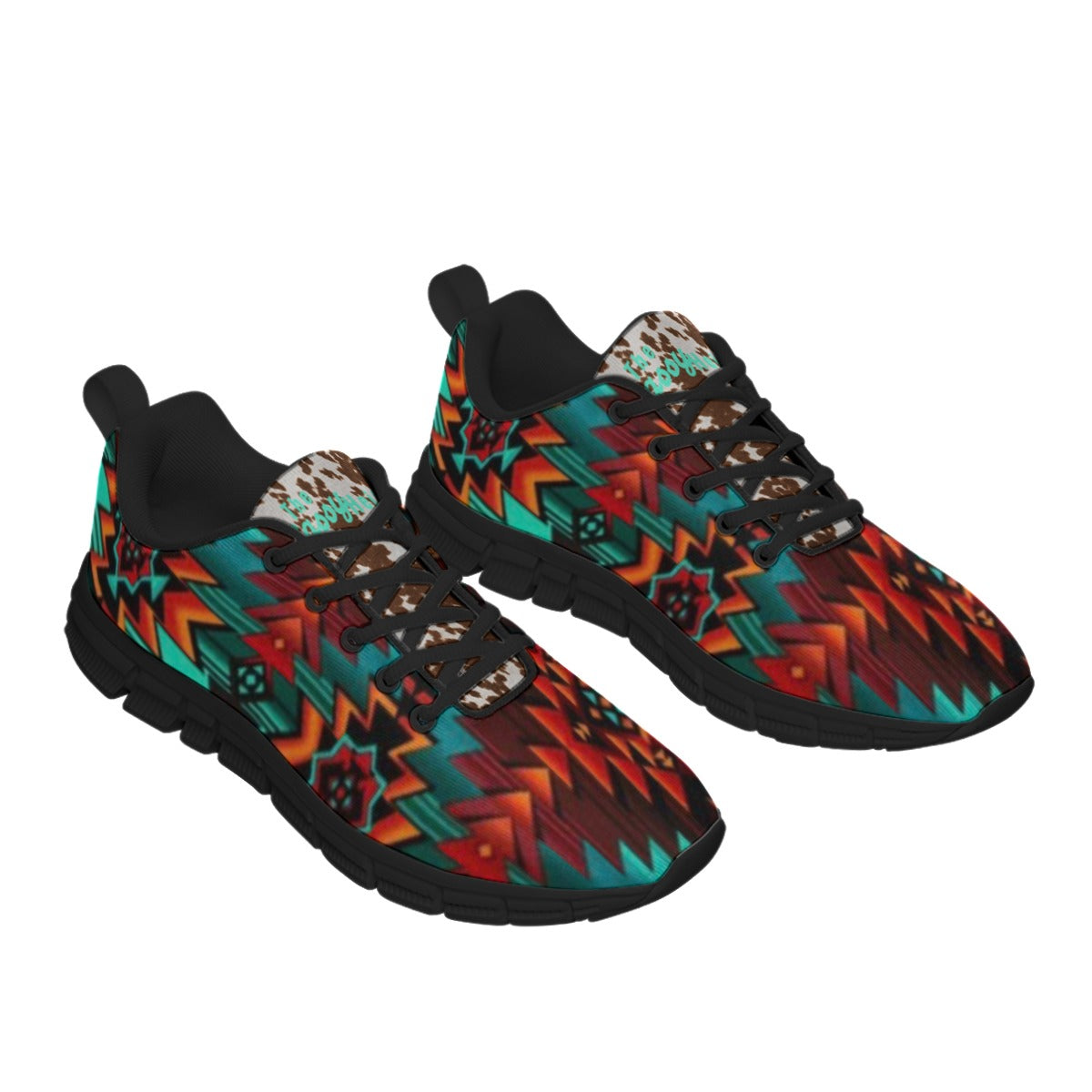 PRE-ORDER Red Aztec & Cowhide Women's Shoes With Black Sole