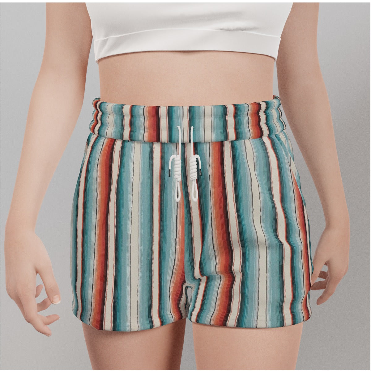 Turquoise & red serape Women's Casual Shorts