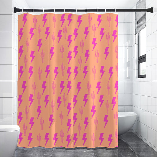 Coral & Neon Pink Lightening Cactus Shower Curtains