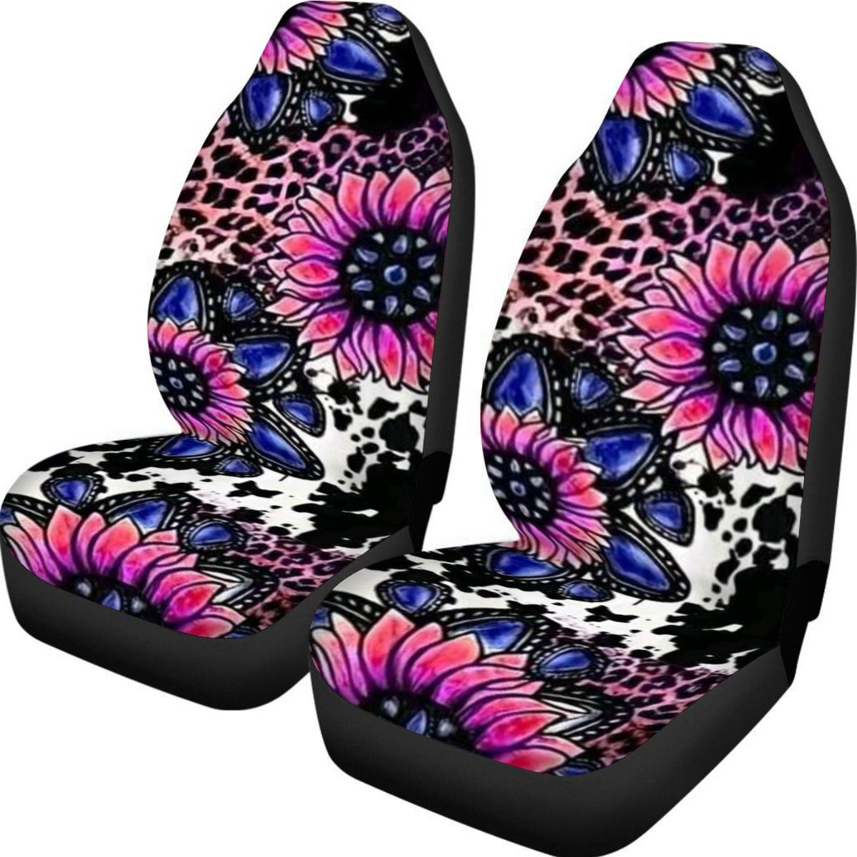 Cowprint Pink & Purple Sunflowers Universal Car Seat Cover With Thickened Back