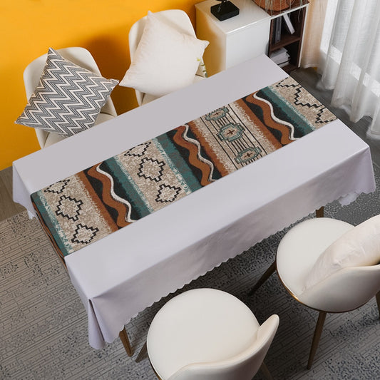 Rust & teal Aztec Table Runner | Rectangle