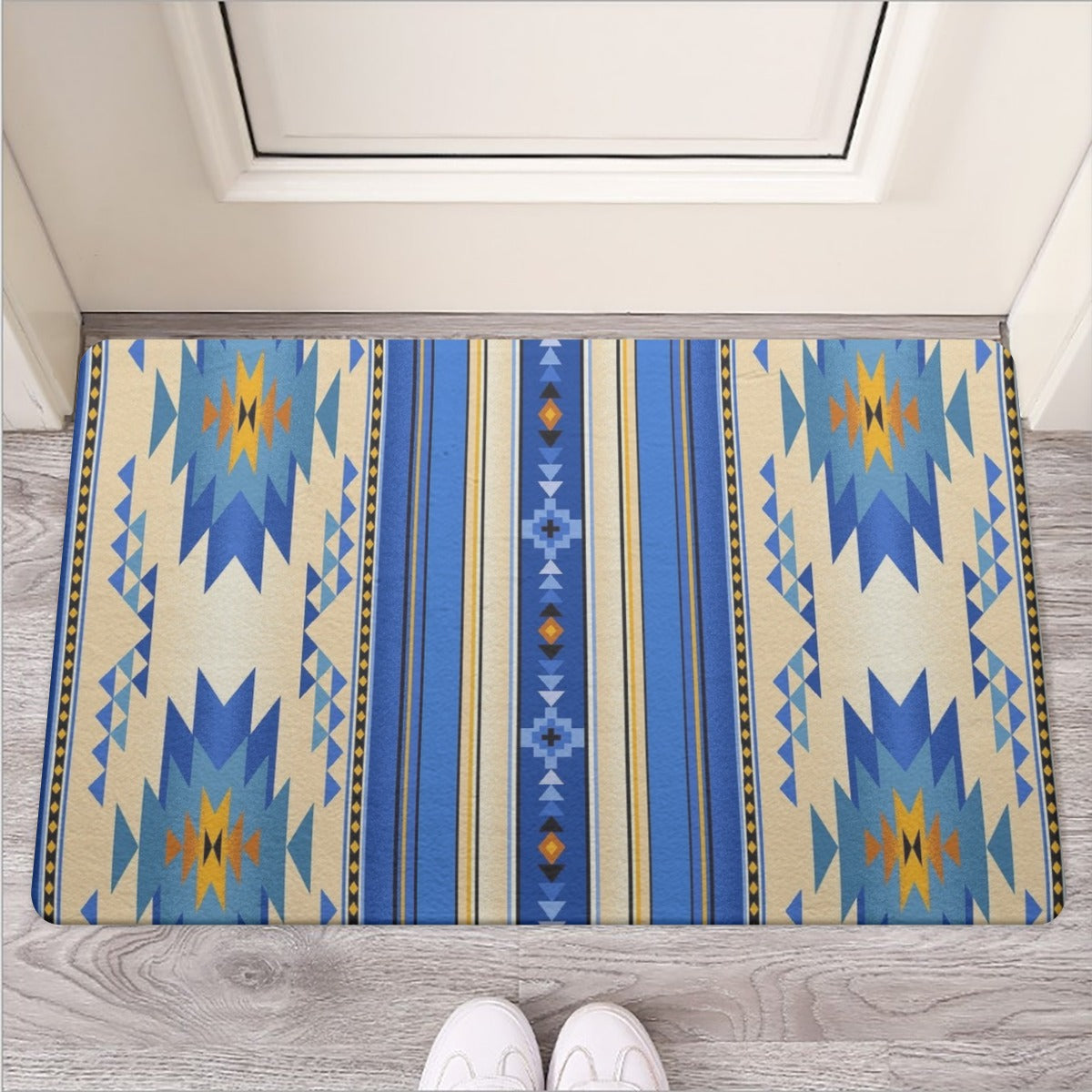Royal Blue Aztec Door Mat | Rubber