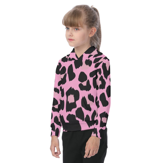 Pink Leopard Kid's Heavy Fleece Hoodie