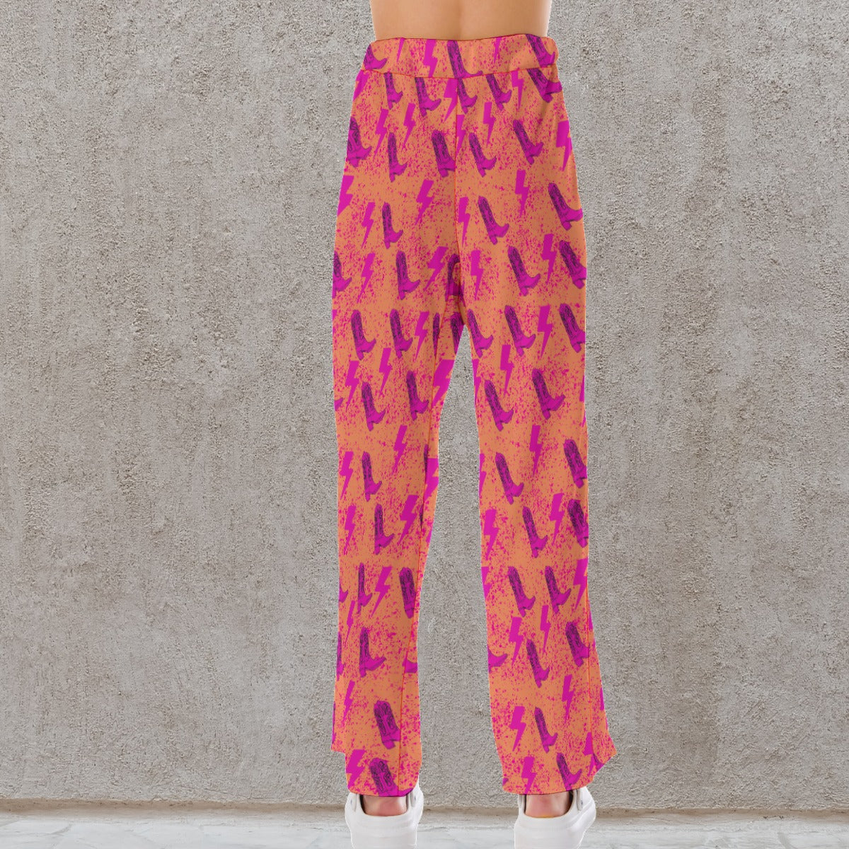 PRE ORDER Orange & Pink Splatter Boots & Lightening Strike Women's Pajama Pants