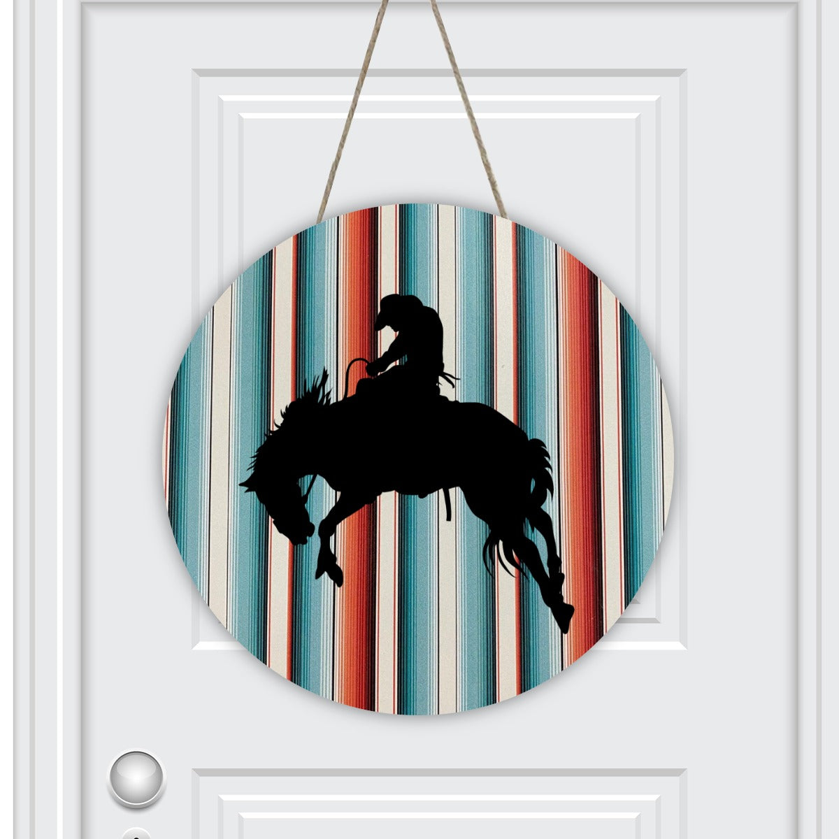 Serape Buckin Horse Round House Number Door Hanger