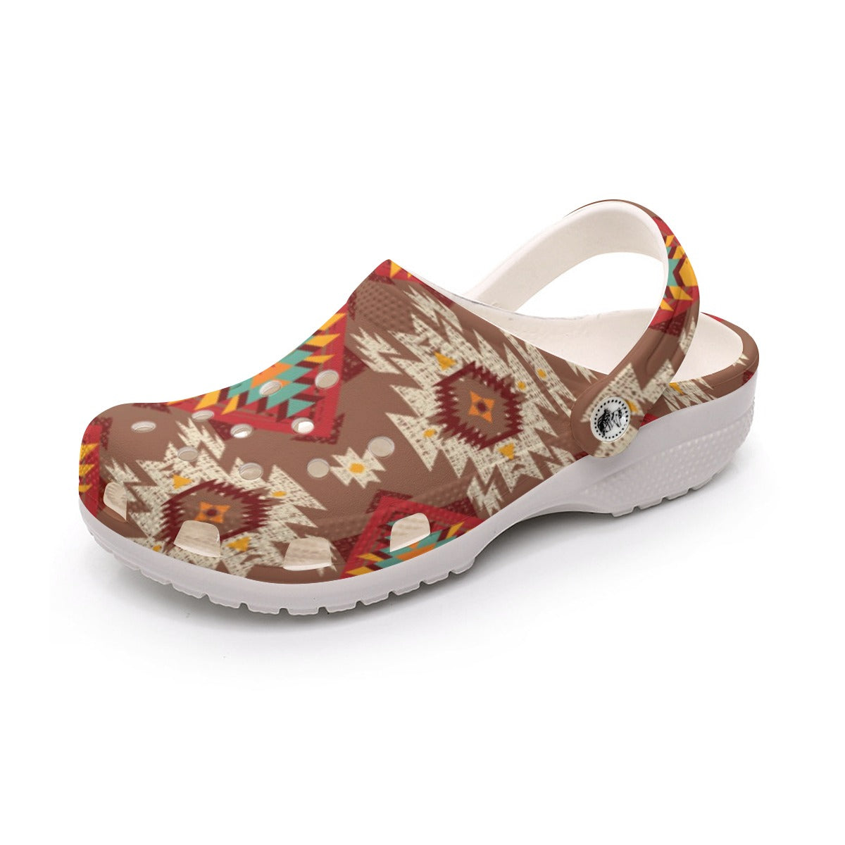 Brown red & Turquoise Aztec Women's Classic Clogs