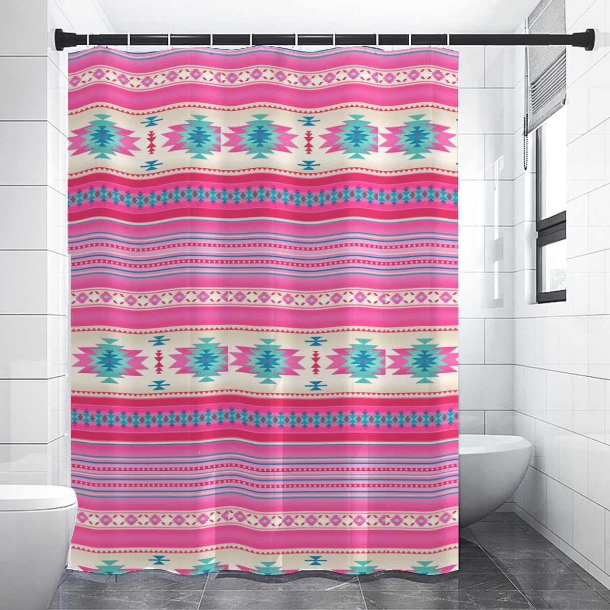 Turquoise & Pink Aztec Shower Curtains