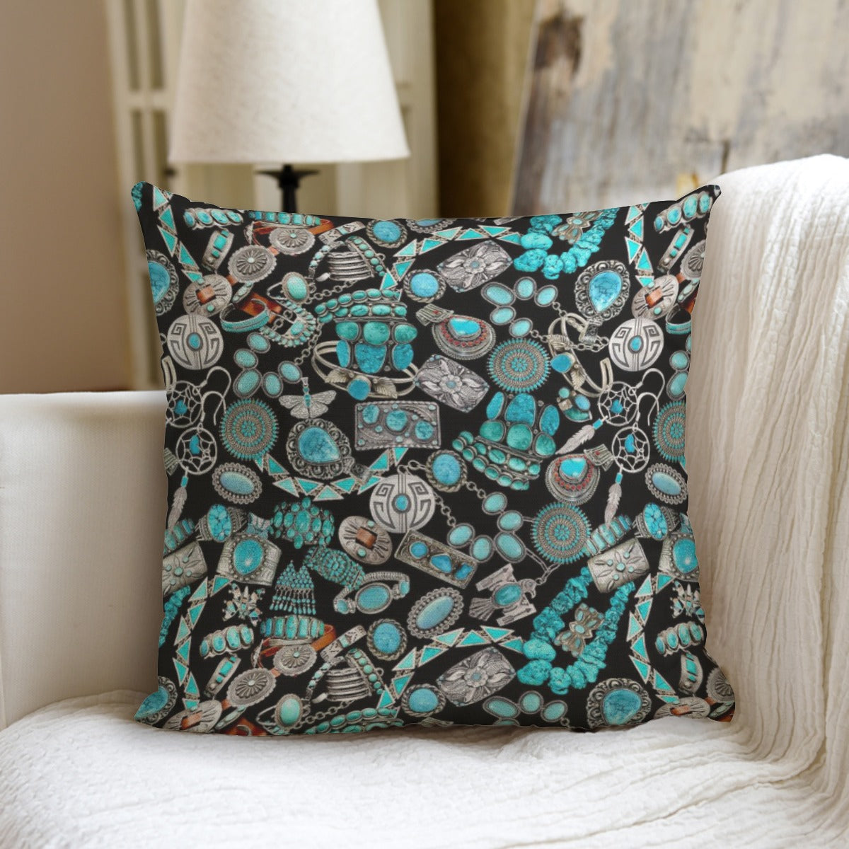 Turquoise Lovers couch pillow with pillow Inserts