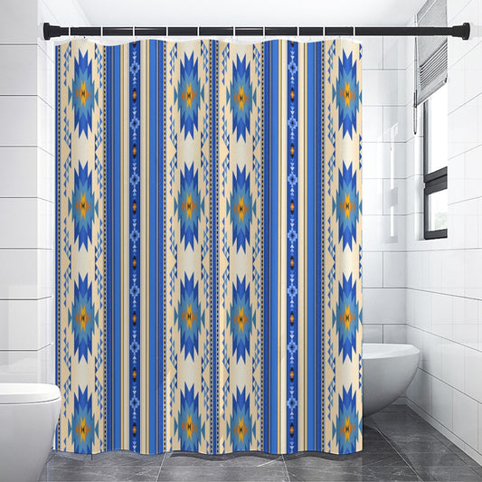 Royal Blue & Tan Aztec Shower Curtains