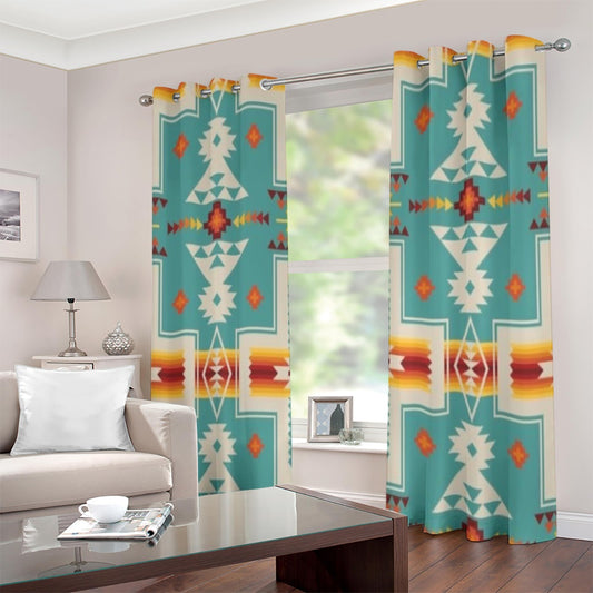 Turquoise Aztec Grommet Curtains