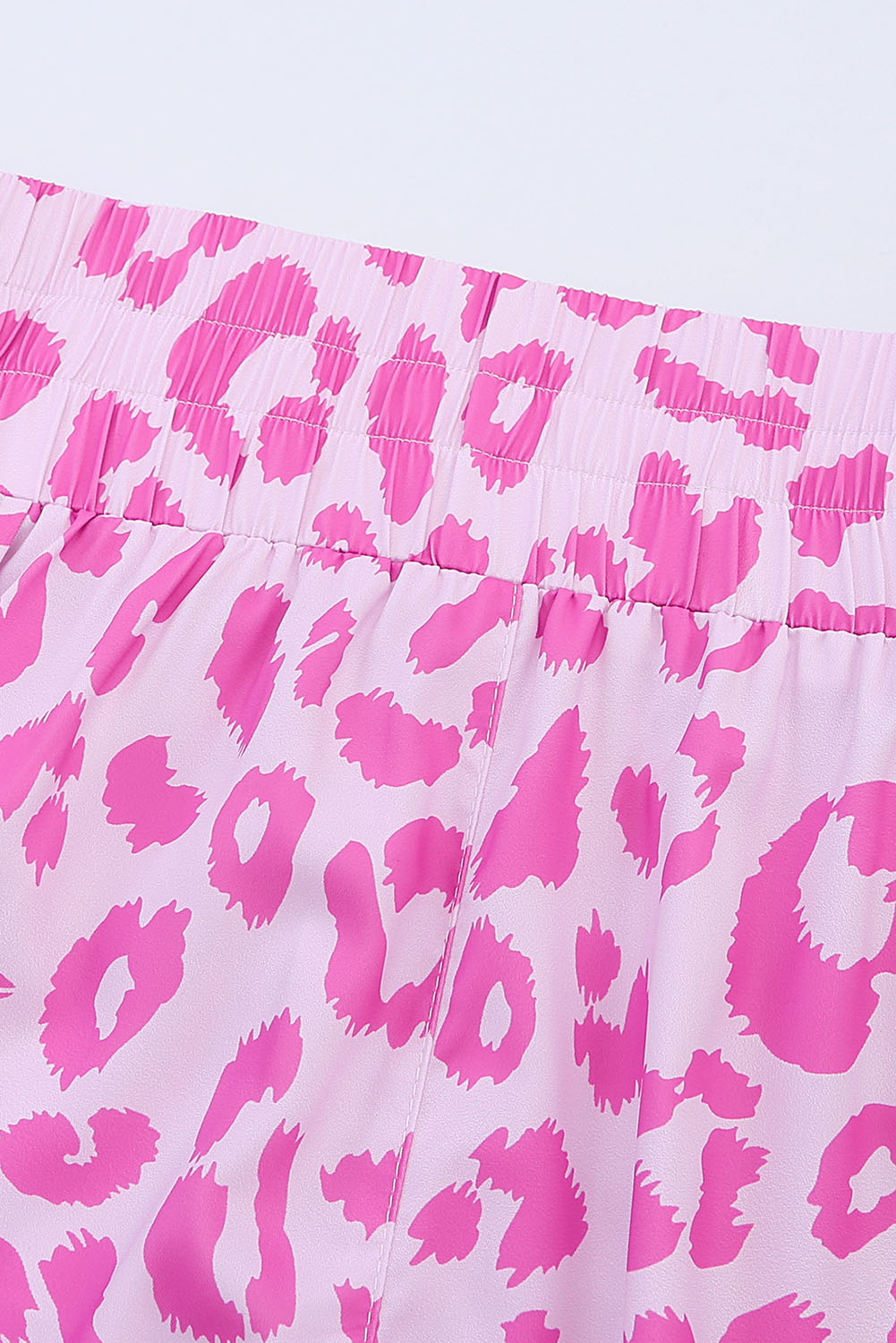 Pink Leopard Elastic Waist Shorts