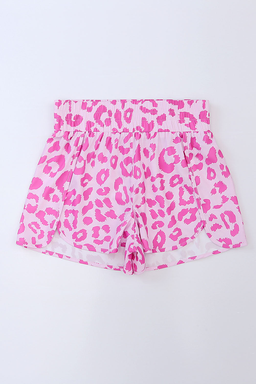 Pink Leopard Elastic Waist Shorts