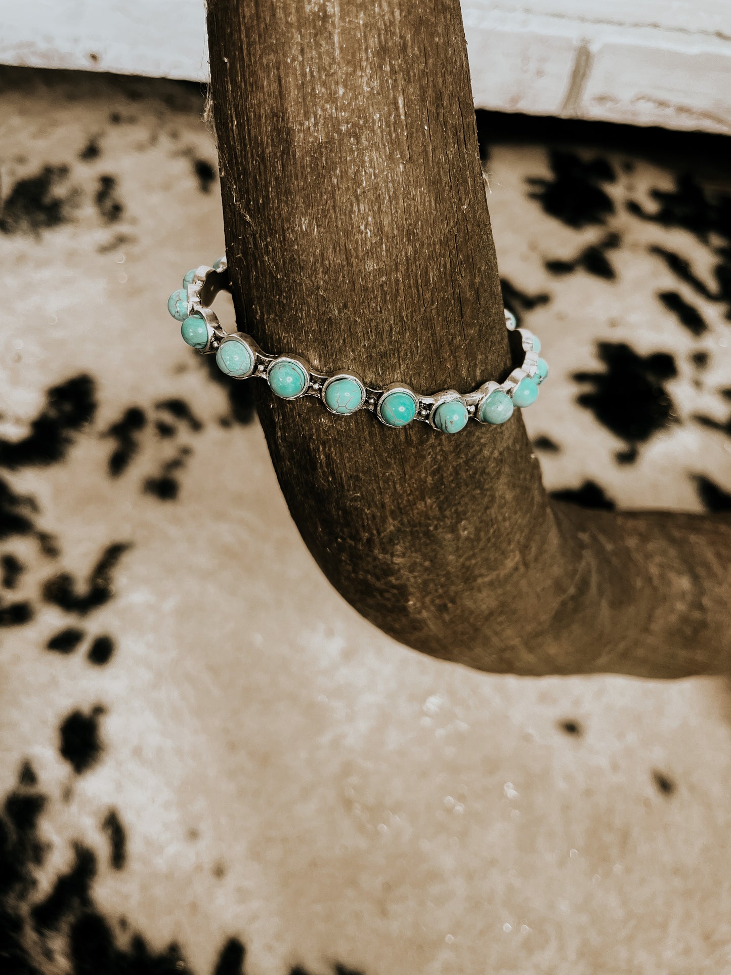 Round Turquoise Stone Bangle Bracelet