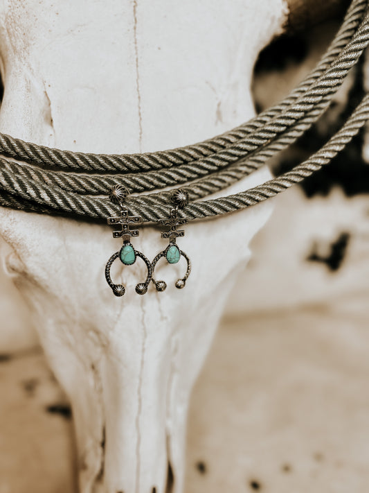 Western Rope Turquoise Squash Earrings