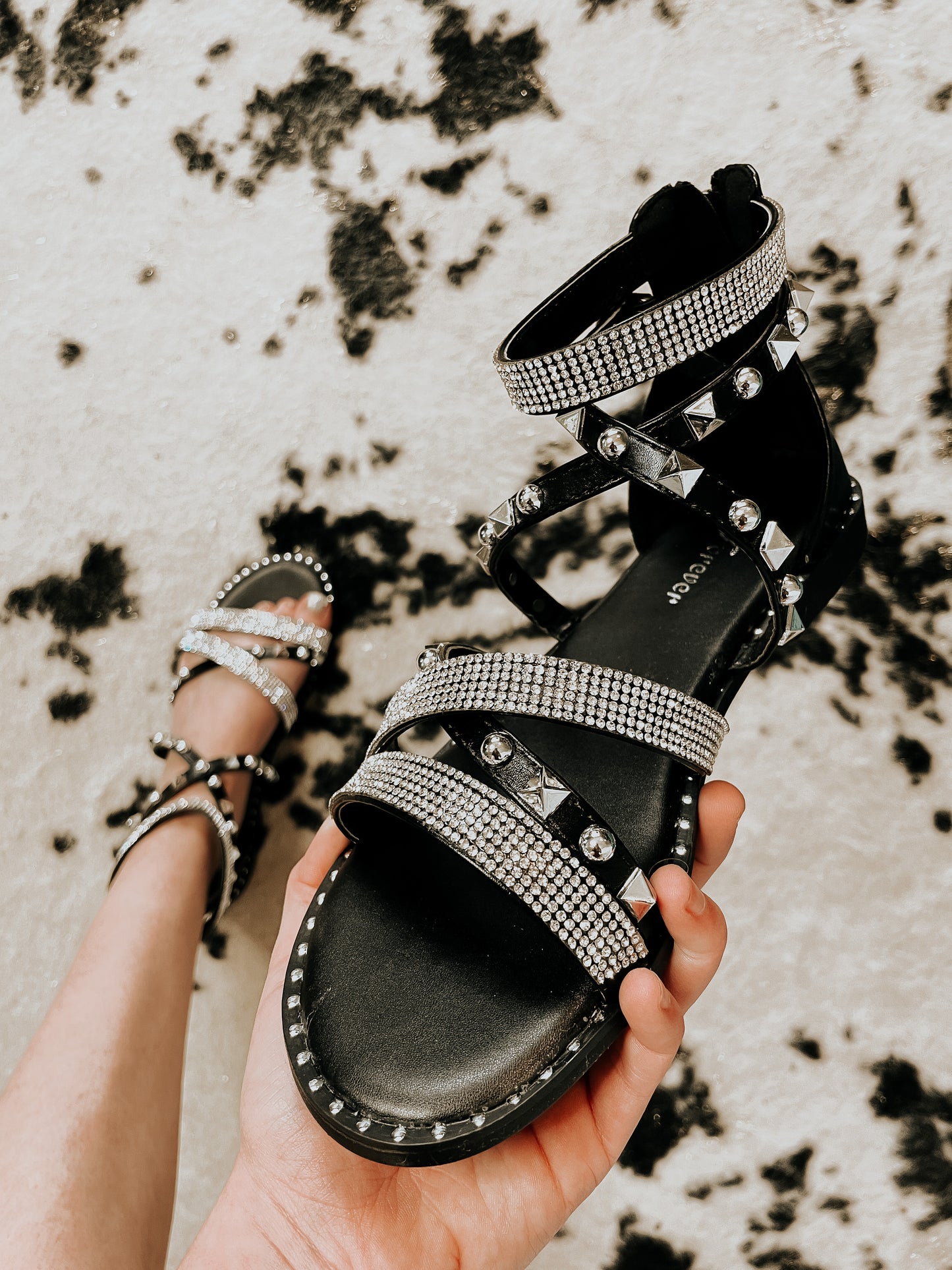 Studded Rhinestone Sandals