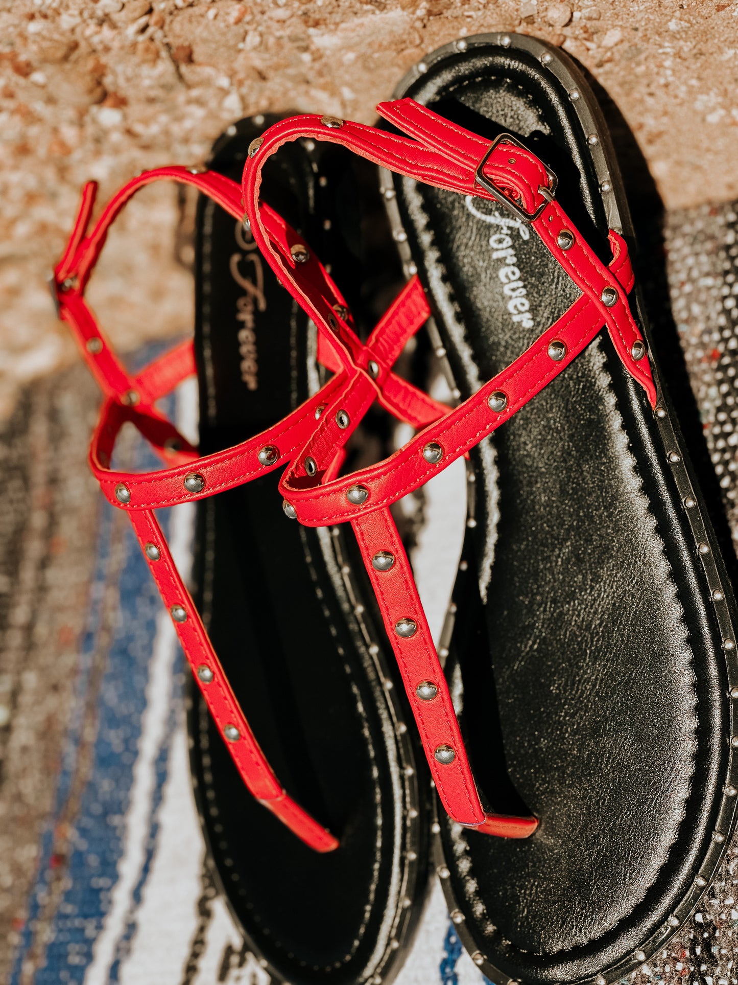 Dorcey Red Studded Sandals