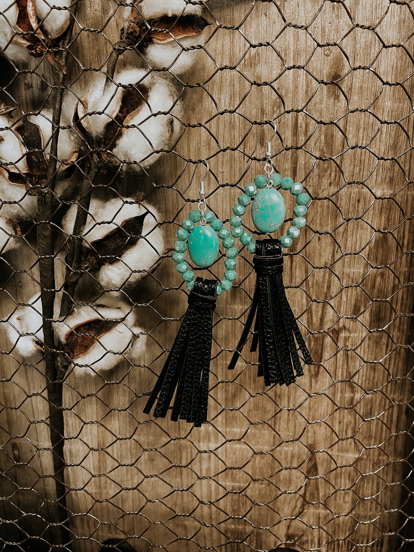 Turquoise & Black Fringe Earrings